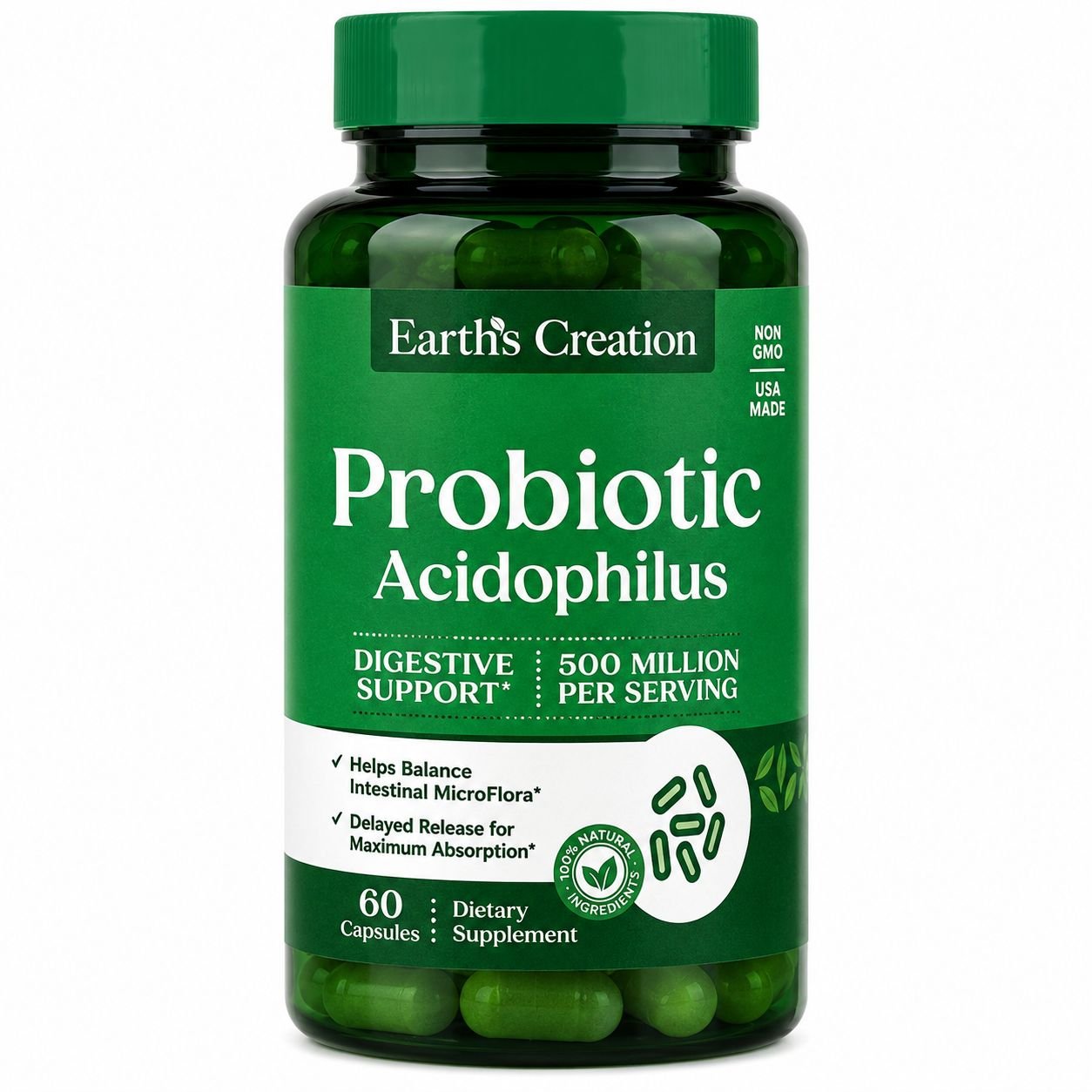 VITAMINA PRIBIOTIC 500MI EARTH CREATION C/60 CAPS