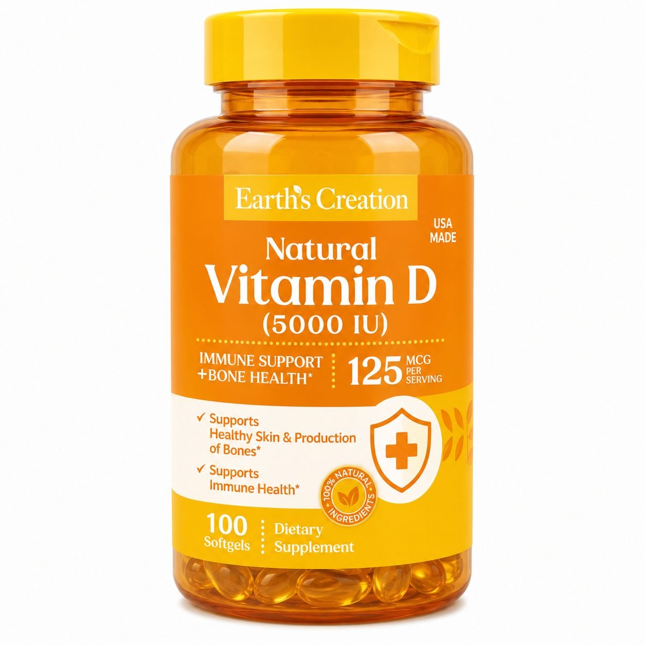 VITAMINA D 5000UI EARTH CREATION C/100 SOFTGEL