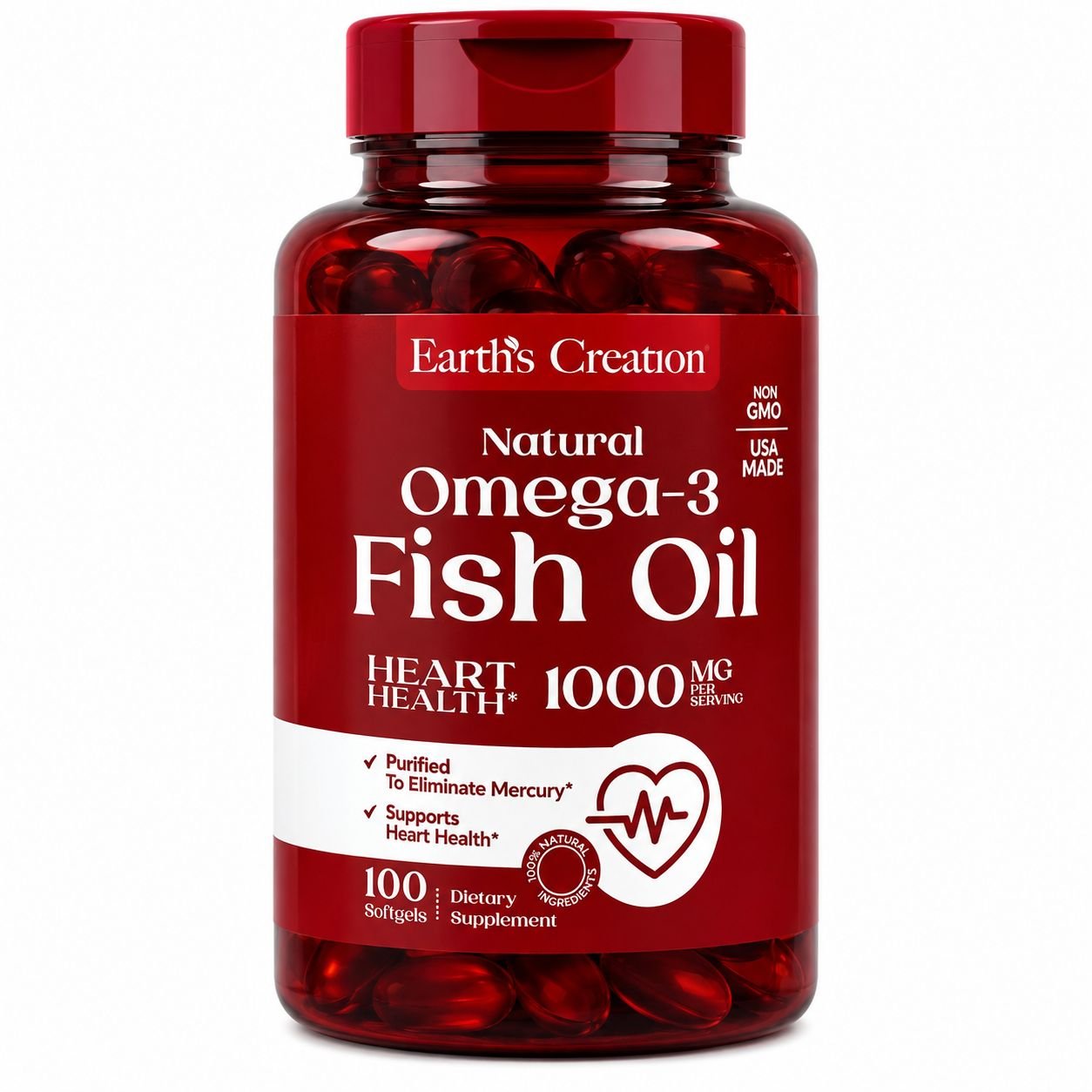 VITAMINA OMEGA 3 1000MG EARTH CREATION C/100 SOFTGEL