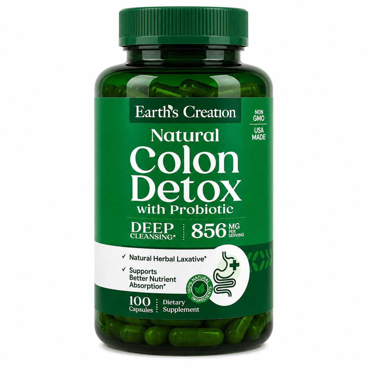 VITAMINA COLON DETOX 856MG EARTH CREATION C/100 CAPS