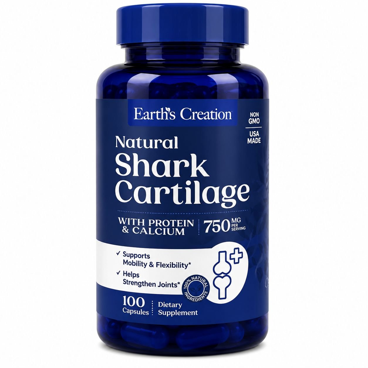 VITAMINA SHARK CARTILAGE 750MG EARTH'S CREATION C/100 CAPS