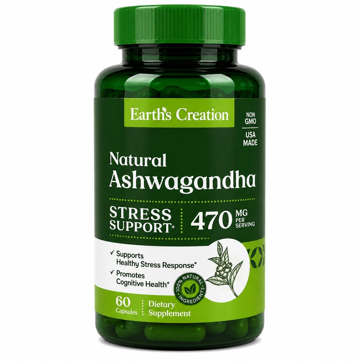 VITAMINA ASHWAGANDHA 470MG EARTH CREATION C/60 CAPS