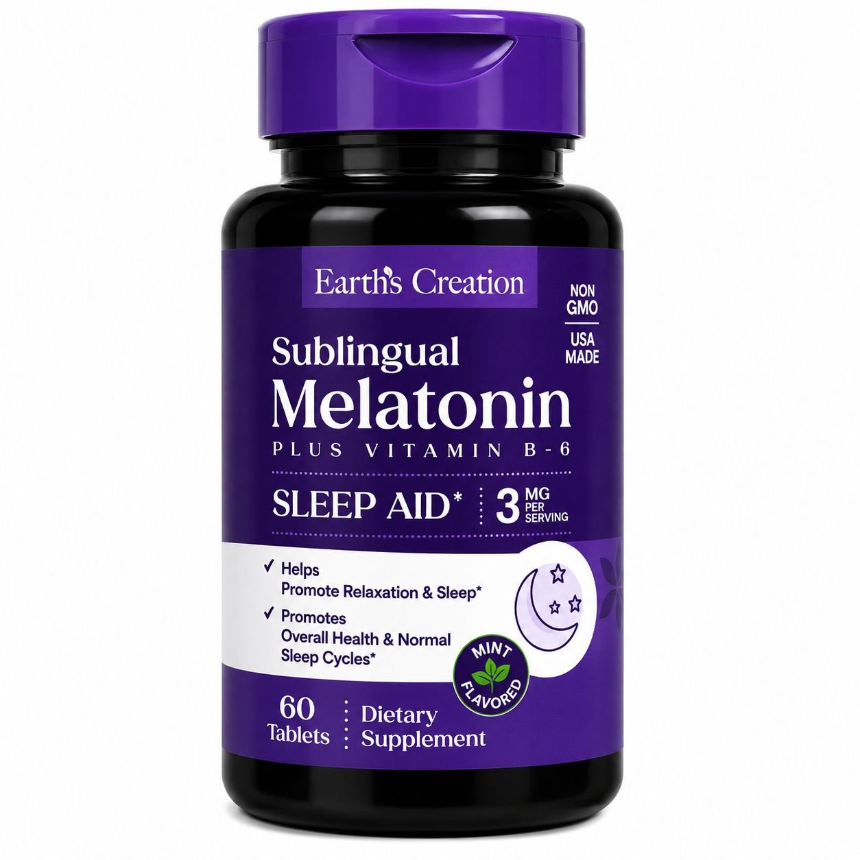 VITAMINA MELATONINA 3MG C VIT B6 EARTH CREATION C/60 TAB SUBLINGUAL
