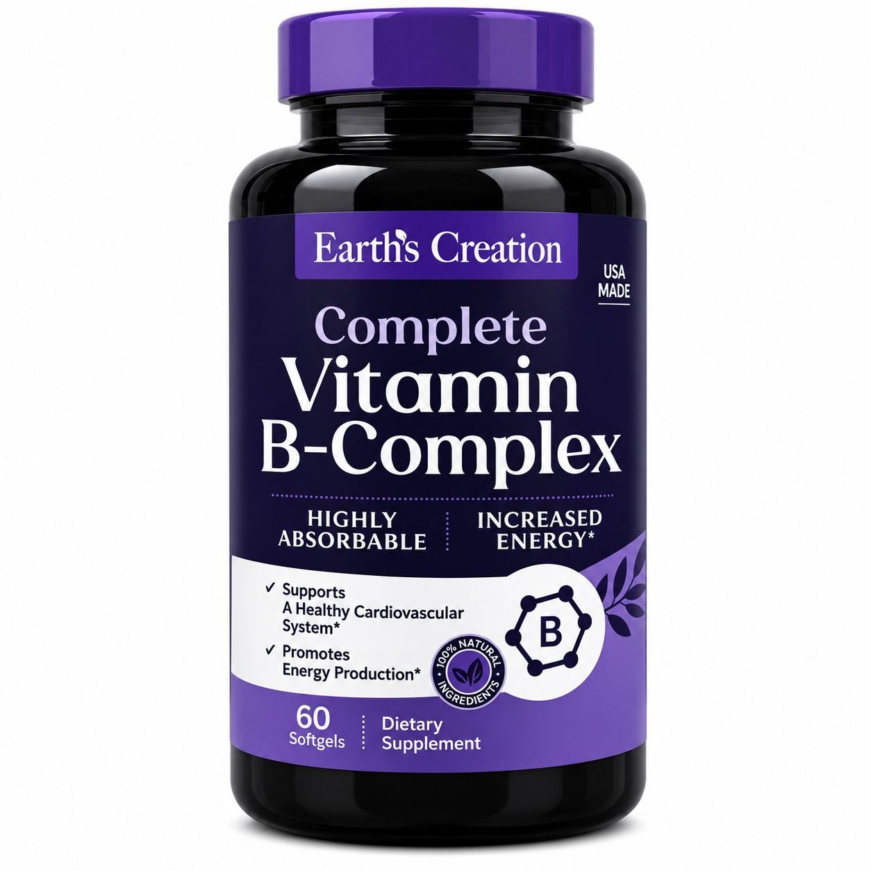 VITAMINA COMPLEXO B EARTH CREATION C/60 SOFTGEL
